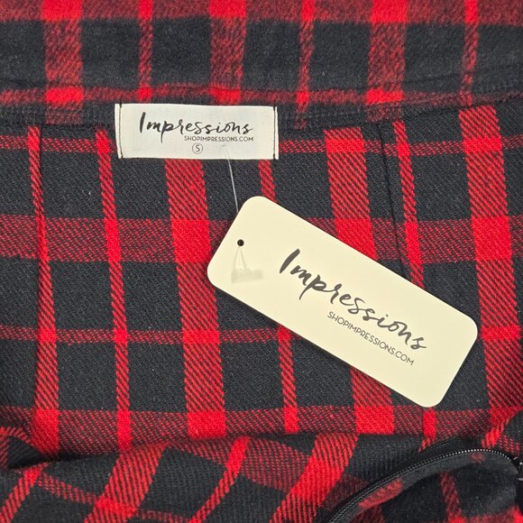 NWT Impressions Plaid‎ Mini Skirt Red Black Scalloped Hem Wool Blend S - Picture 5 of 9